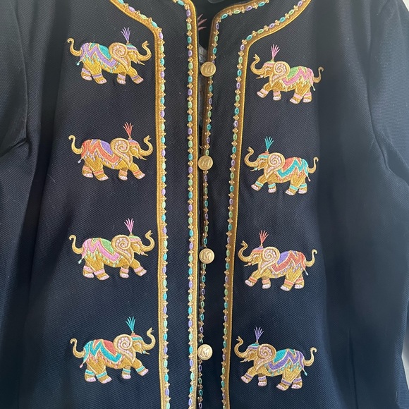 2/$50 Bob Mackie Wearable Art Jacket. Beautiful Embroidered Elephants - Picture 5 of 15